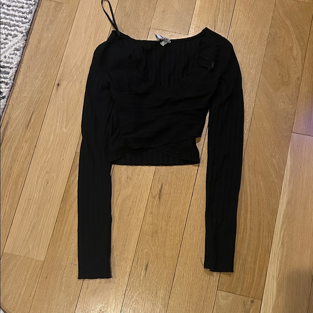 Princess Polly Black Long Sleeve Crop Top